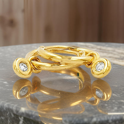 12MM Tube Hoop with Diamond Charm in 14K Gold Plated Silver | Best for Daily/Party Wear | Ideal Gift for All Occasions