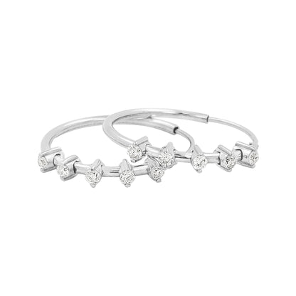 18MM Five Stone Tube Hoop with Diamond in 14K Gold Plated Silver | Best for Daily/Party Wear | Ideal Gift for All Occasions to Loved Ones