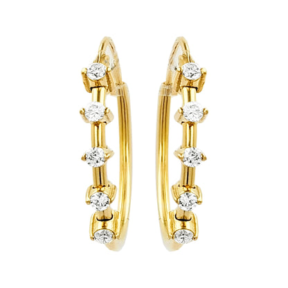 18MM Five Stone Tube Hoop with Diamond in 14K Gold Plated Silver | Best for Daily/Party Wear | Ideal Gift for All Occasions to Loved Ones