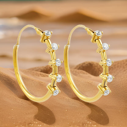 18MM Five Stone Tube Hoop with Diamond in 14K Gold Plated Silver | Best for Daily/Party Wear | Ideal Gift for All Occasions to Loved Ones
