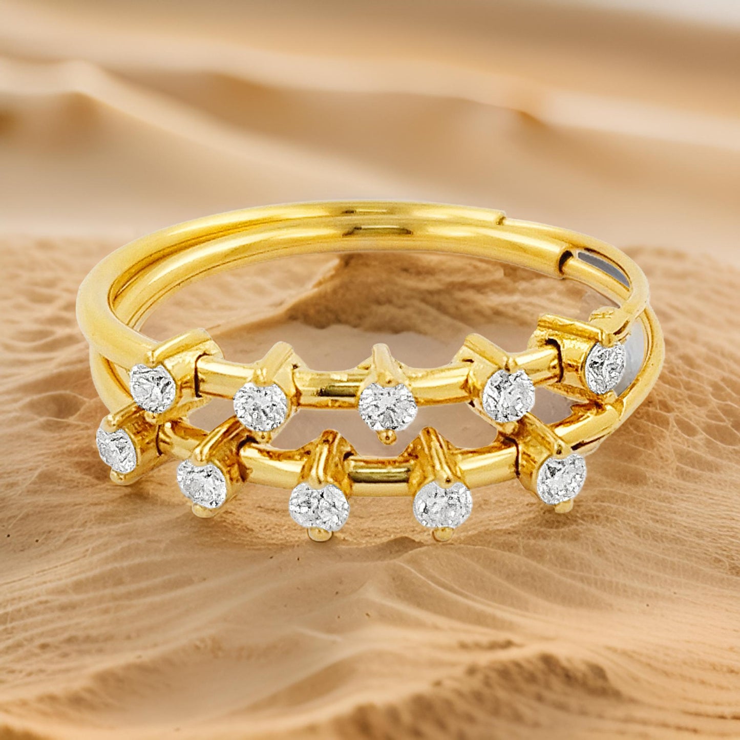 18MM Five Stone Tube Hoop with Diamond in 14K Gold Plated Silver | Best for Daily/Party Wear | Ideal Gift for All Occasions to Loved Ones