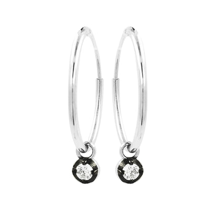 18MM Unisex Tube Hoop Earrings with Diamond & Black Plating |14K Gold Plated Silver |Stylish Daily and Party Wear |Best Gift for Occasion