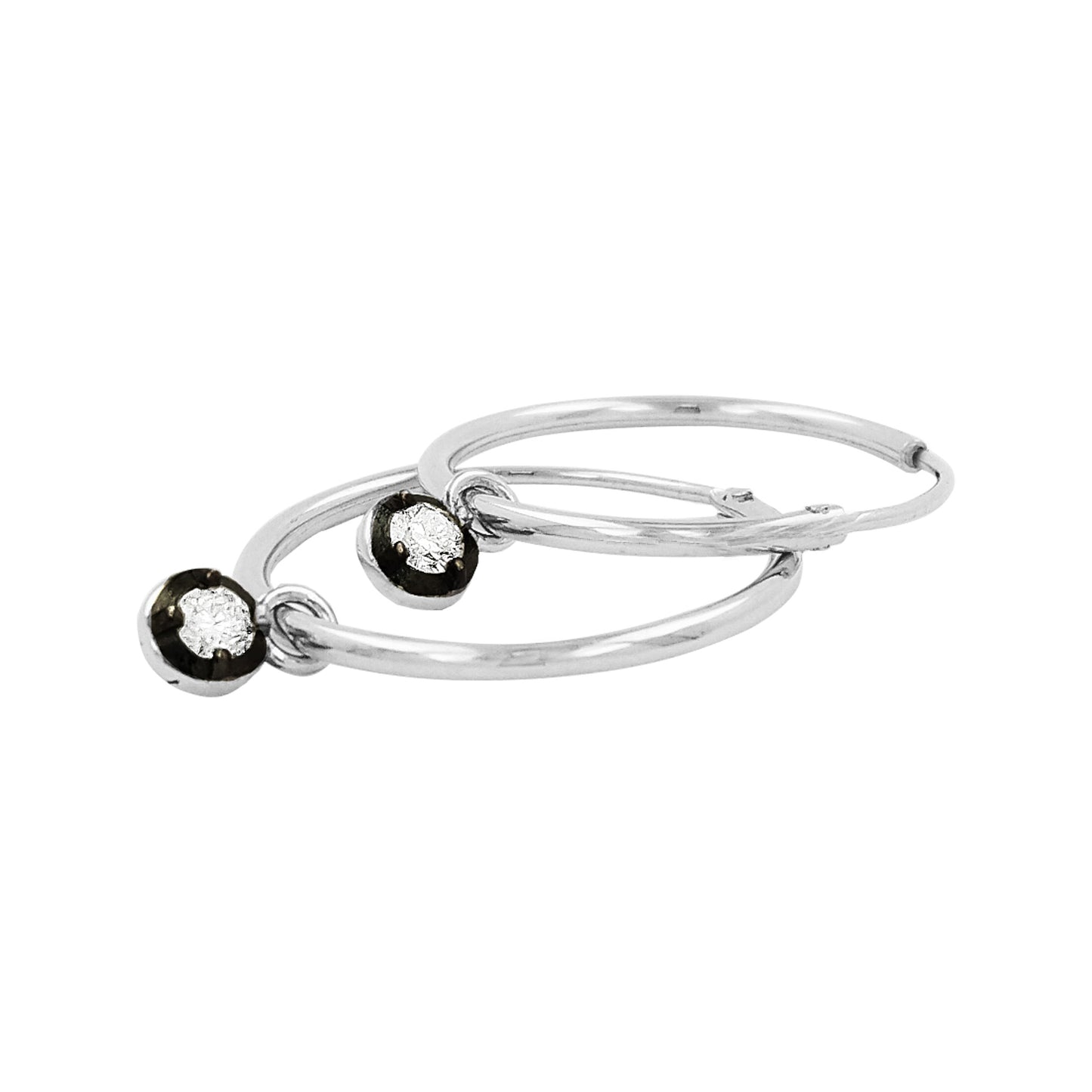 18MM Unisex Tube Hoop Earrings with Diamond & Black Plating |14K Gold Plated Silver |Stylish Daily and Party Wear |Best Gift for Occasion