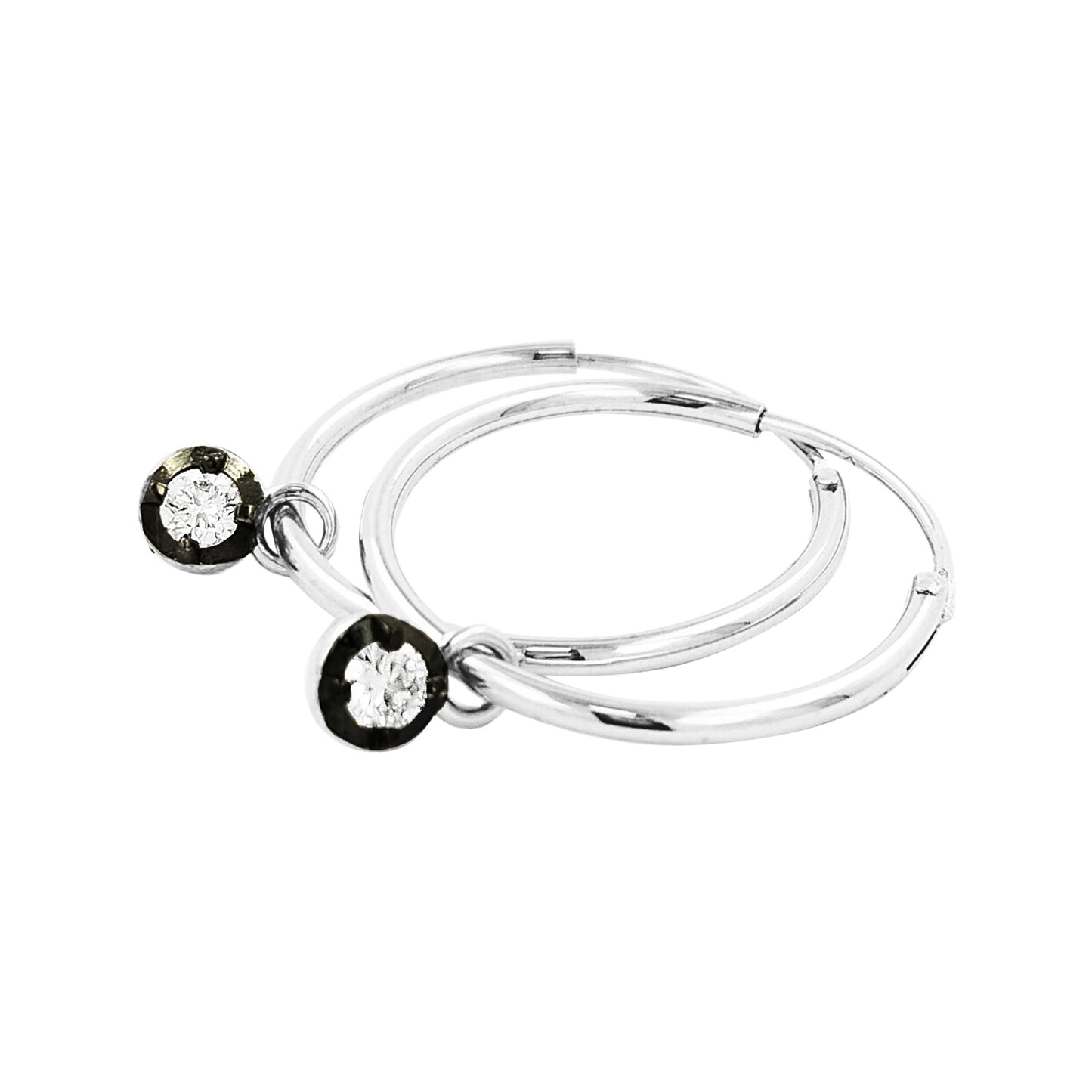 18MM Unisex Tube Hoop Earrings with Diamond & Black Plating |14K Gold Plated Silver |Stylish Daily and Party Wear |Best Gift for Occasion