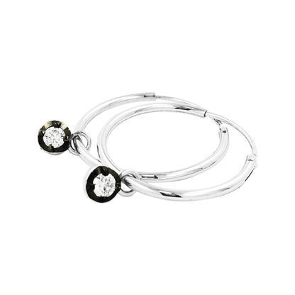 18MM Unisex Tube Hoop Earrings with Diamond & Black Plating |14K Gold Plated Silver |Stylish Daily and Party Wear |Best Gift for Occasion