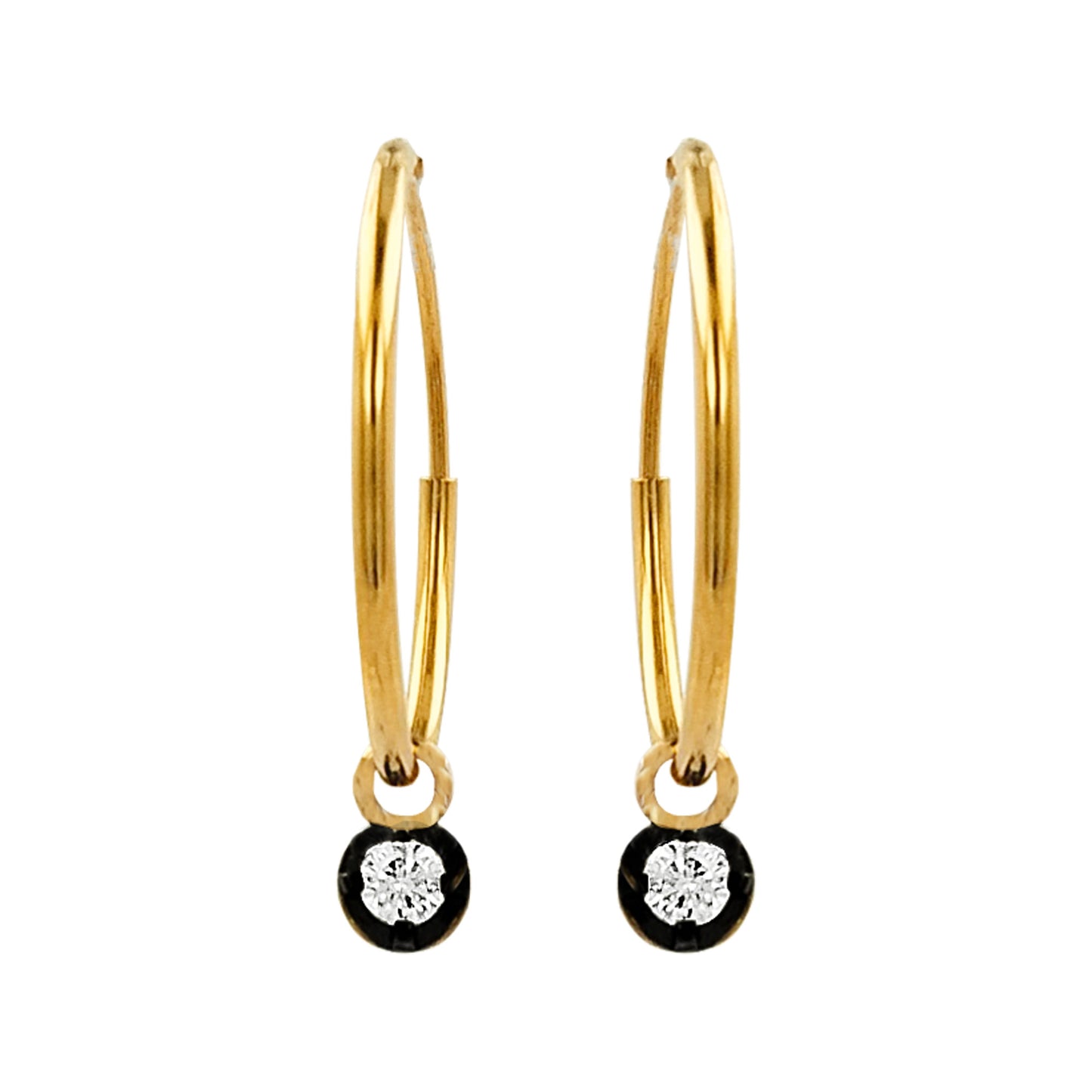 18MM Unisex Tube Hoop Earrings with Diamond & Black Plating |14K Gold Plated Silver |Stylish Daily and Party Wear |Best Gift for Occasion