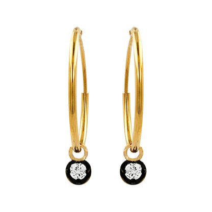18MM Unisex Tube Hoop Earrings with Diamond & Black Plating |14K Gold Plated Silver |Stylish Daily and Party Wear |Best Gift for Occasion