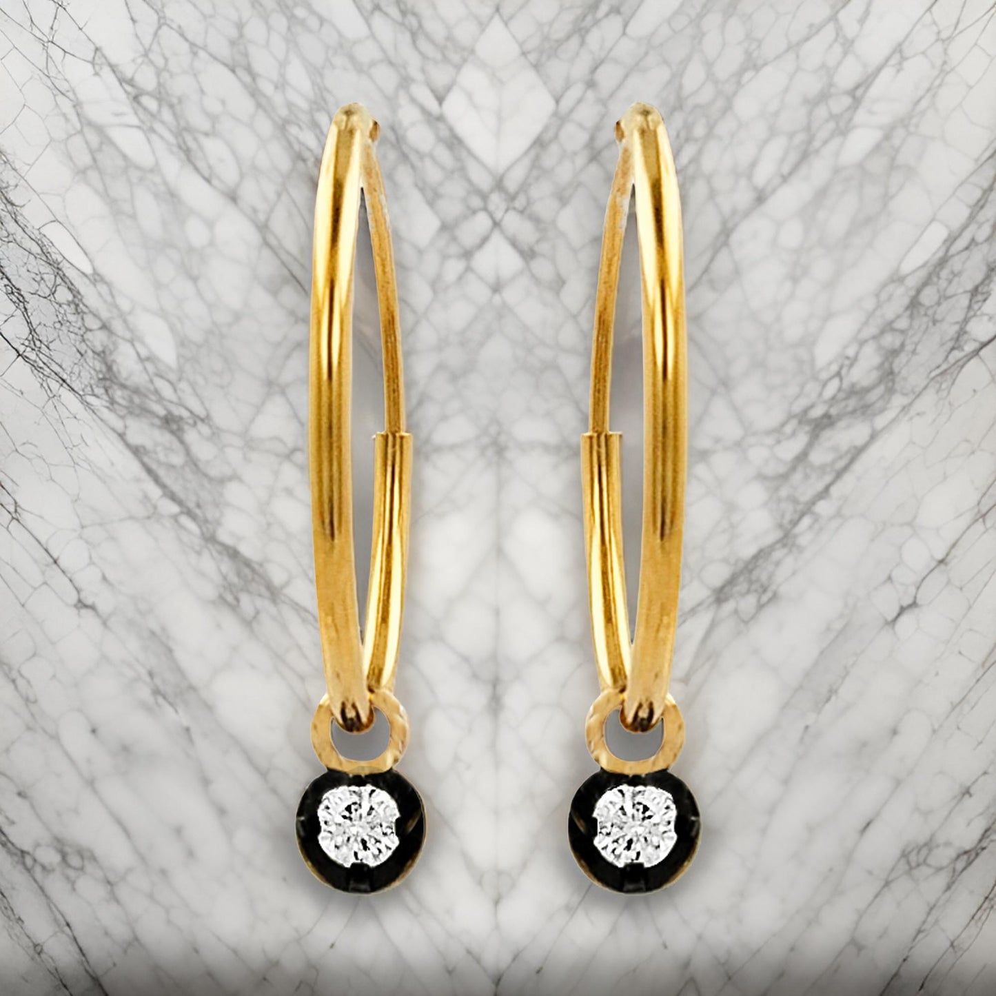 18MM Unisex Tube Hoop Earrings with Diamond & Black Plating |14K Gold Plated Silver |Stylish Daily and Party Wear |Best Gift for Occasion