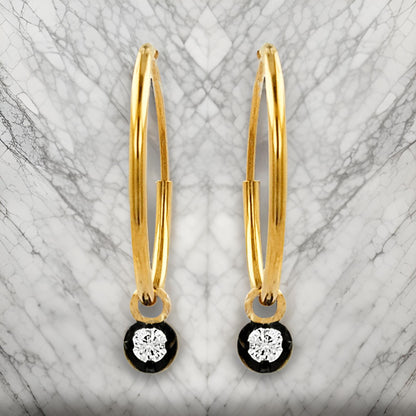 18MM Unisex Tube Hoop Earrings with Diamond & Black Plating |14K Gold Plated Silver |Stylish Daily and Party Wear |Best Gift for Occasion