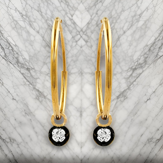 18MM Unisex Tube Hoop Earrings with Diamond & Black Plating |14K Gold Plated Silver |Stylish Daily and Party Wear |Best Gift for Occasion