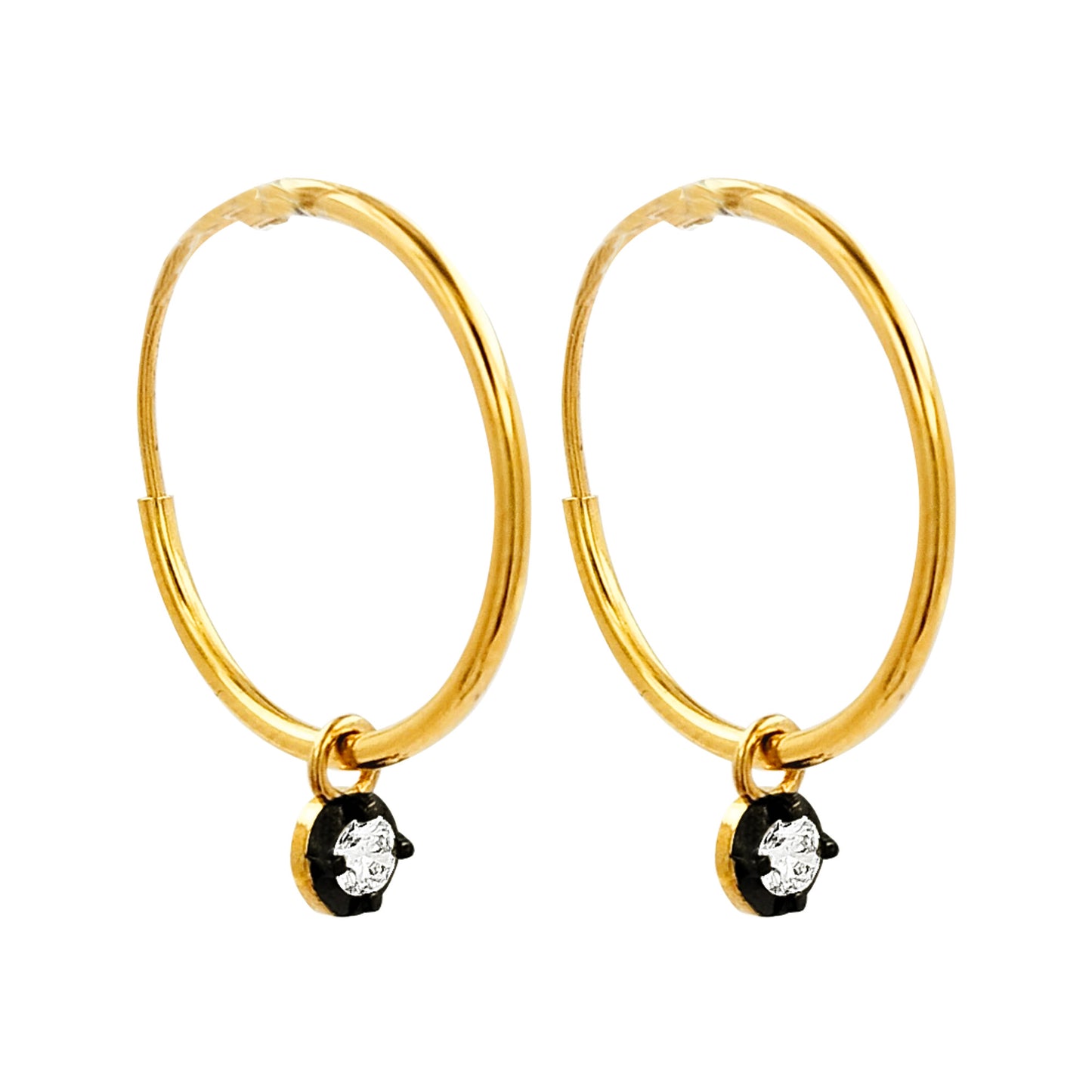 18MM Unisex Tube Hoop Earrings with Diamond & Black Plating |14K Gold Plated Silver |Stylish Daily and Party Wear |Best Gift for Occasion