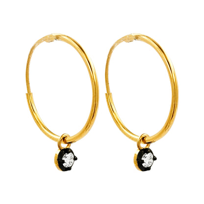 18MM Unisex Tube Hoop Earrings with Diamond & Black Plating |14K Gold Plated Silver |Stylish Daily and Party Wear |Best Gift for Occasion