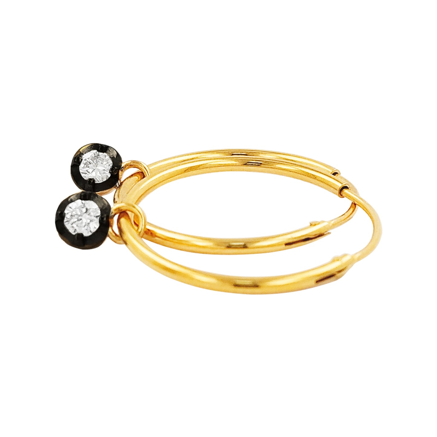 18MM Unisex Tube Hoop Earrings with Diamond & Black Plating |14K Gold Plated Silver |Stylish Daily and Party Wear |Best Gift for Occasion