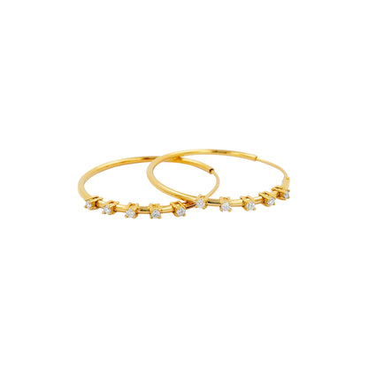 20MM Five Stone Tube Hoop with Diamonds in 14K Gold Plated Silver | Best for Daily/Party Wear | Ideal Gift for All Occasions to Loved Ones