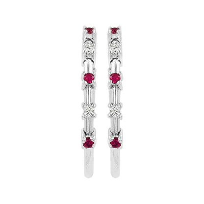 20MM Unisex Red Ruby Tube Hoop Earrings with Diamonds in 14K Gold Plated Silver | Best for Daily & Party Wear | Ideal Gift for Loved Ones
