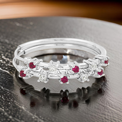 20MM Unisex Red Ruby Tube Hoop Earrings with Diamonds in 14K Gold Plated Silver | Best for Daily & Party Wear | Ideal Gift for Loved Ones