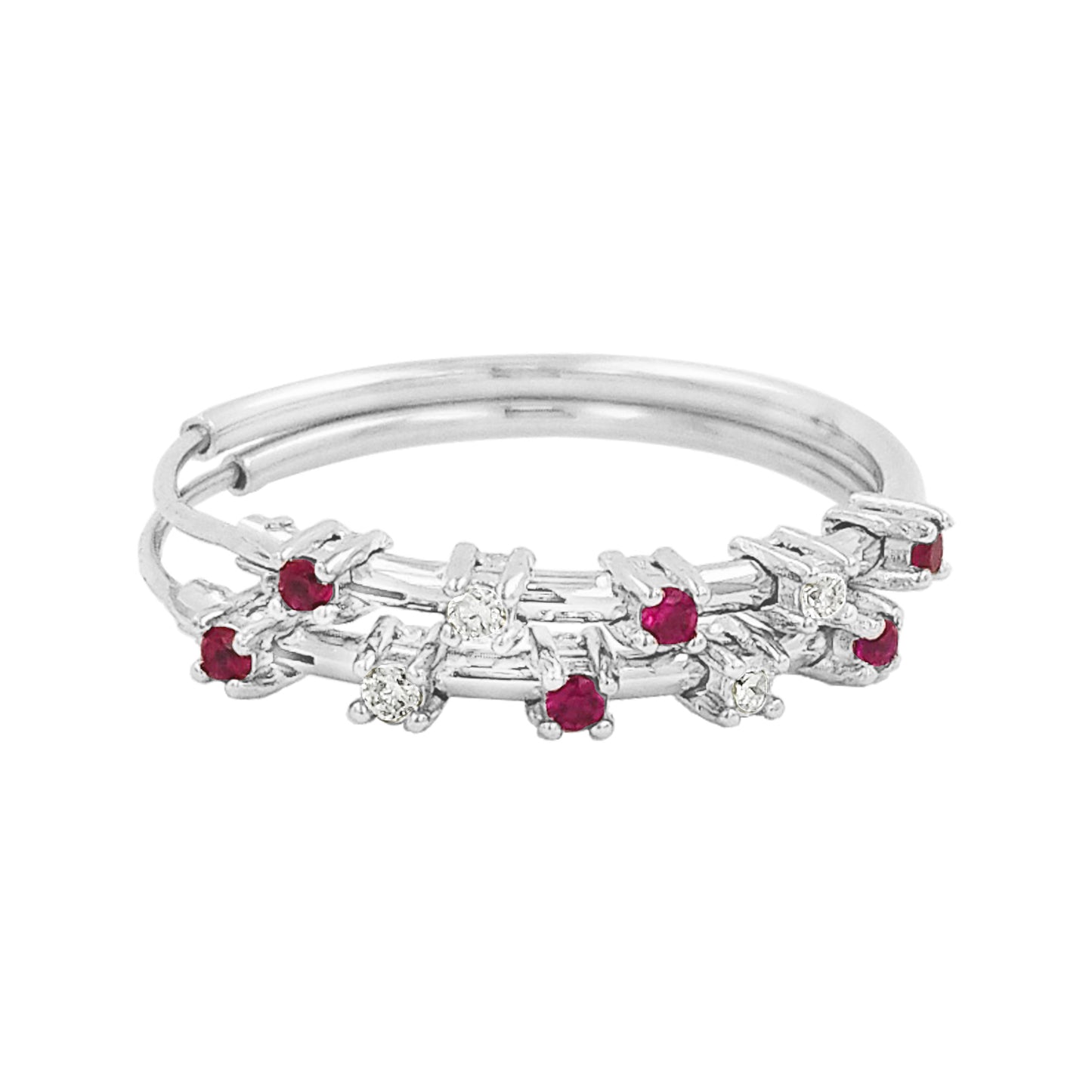 20MM Unisex Red Ruby Tube Hoop Earrings with Diamonds in 14K Gold Plated Silver | Best for Daily & Party Wear | Ideal Gift for Loved Ones