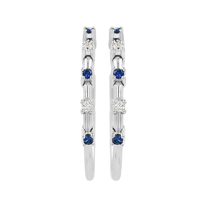 20MM Unisex Sapphire Blue Tube Hoop Earrings with Diamond in 14K Gold Plated Silver | Best for Daily/ Party Wear | Ideal Gift on Occasions