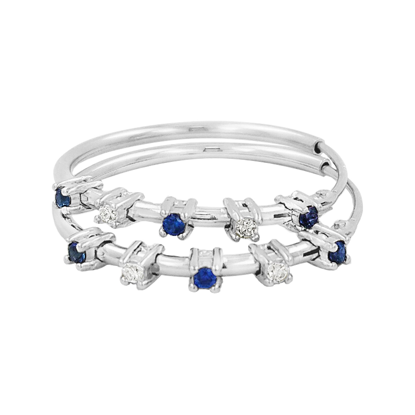 20MM Unisex Sapphire Blue Tube Hoop Earrings with Diamond in 14K Gold Plated Silver | Best for Daily/ Party Wear | Ideal Gift on Occasions
