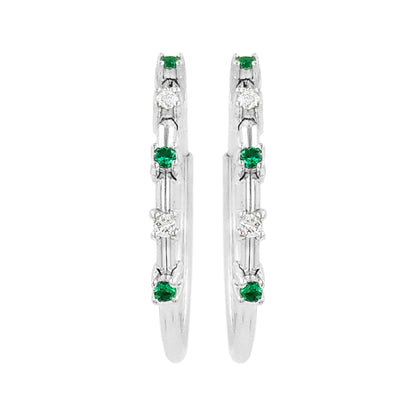 20MM Unisex Emerald Green Tube Hoop Earrings with LGD in 14K Gold Plated Silver | Best for Daily & Party Wear | Ideal Gift for Any Occasion