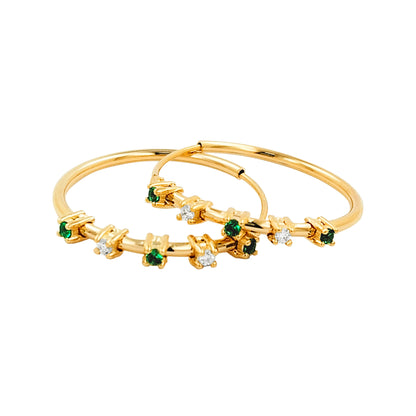 20MM Unisex Emerald Green Tube Hoop Earrings with LGD in 14K Gold Plated Silver | Best for Daily & Party Wear | Ideal Gift for Any Occasion