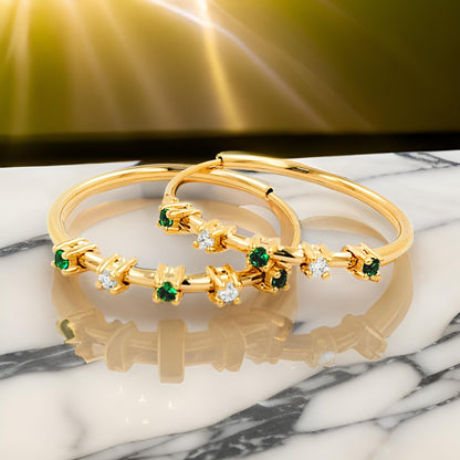 20MM Unisex Emerald Green Tube Hoop Earrings with LGD in 14K Gold Plated Silver | Best for Daily & Party Wear | Ideal Gift for Any Occasion
