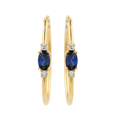 25MM Sapphire Blue Tube Hoop Earrings with Diamonds in 14K Gold Plated Silver | Elegant Daily & Party Wear | Perfect Gift for All Occasions