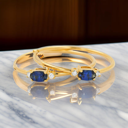 25MM Sapphire Blue Tube Hoop Earrings with Diamonds in 14K Gold Plated Silver | Elegant Daily & Party Wear | Perfect Gift for All Occasions