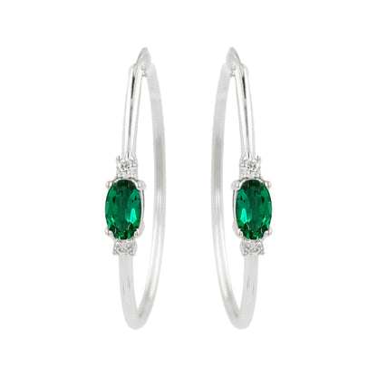 25MM Emerald Green Tube Hoop Earrings with Diamonds in 14K Gold Plated Silver | Best for Daily/Party Wear | Ideal Gift for All Occasions