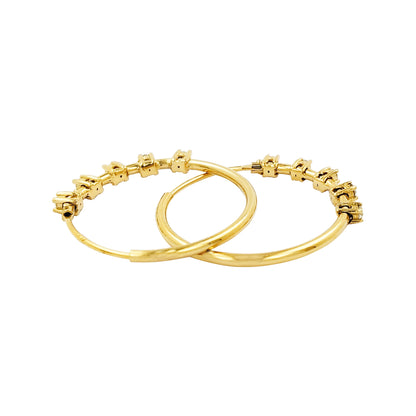 25MM Five Stone Tube Hoop with Diamonds in 14K Gold Plated Silver | Best for Daily/Party Wear | Ideal Gift for All Occasions