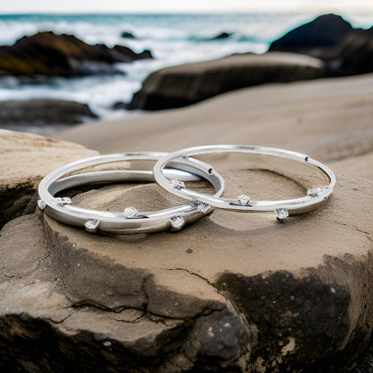 32MM Five Stone Tube Hoop with Diamonds in 14K Gold Plated Silver | Best For Daily/Party Wear | Ideal Gift for All Occasions