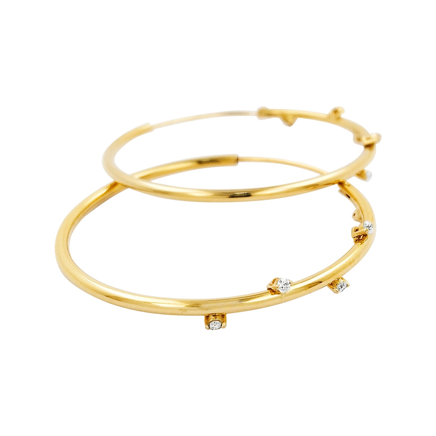 32MM Five Stone Tube Hoop with Diamonds in 14K Gold Plated Silver | Best For Daily/Party Wear | Ideal Gift for All Occasions