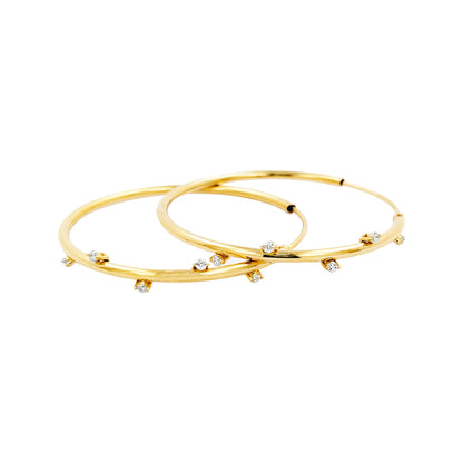 32MM Five Stone Tube Hoop with Diamonds in 14K Gold Plated Silver | Best For Daily/Party Wear | Ideal Gift for All Occasions