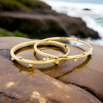 32MM Five Stone Tube Hoop with Diamonds in 14K Gold Plated Silver | Best For Daily/Party Wear | Ideal Gift for All Occasions