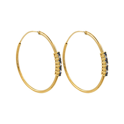 32MM Blue SapphireTube Hoop Earrings with Diamonds in 14K Gold Plated Silver | Best for Daily & Party Wear | Ideal Gift for Loved Ones