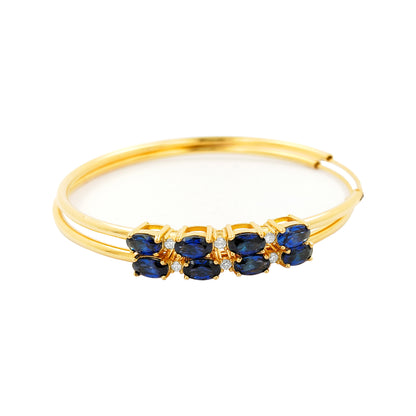50MM Sapphire Blue Tube Hoop with Diamonds in 14K Gold Plated Silver |Best For Daily/Party Wear | Ideal Gift for All Occasions to loved ones