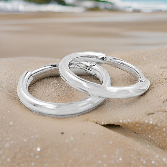 Elegant Unisex Hoop Earrings |14KGold Plated Over Sterling Silver |Small 10MM Gold Hoops | Hypoallergenic Everyday Hoops |Gift for Him & Her