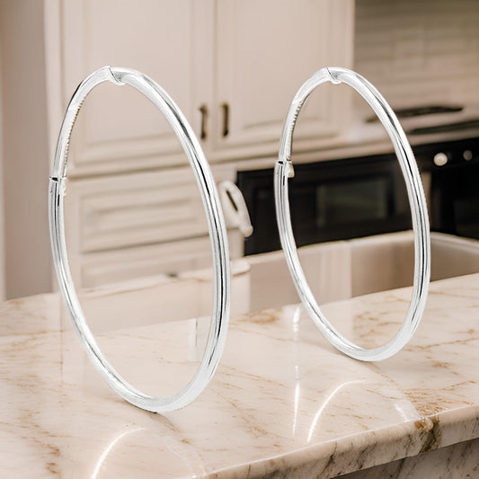 32MM Beautiful pair of Hoop Earrings in 14K Gold Plated Over Silver |Perfect for Daily/Party wear |Ideal for gift to loved Ones on occasions
