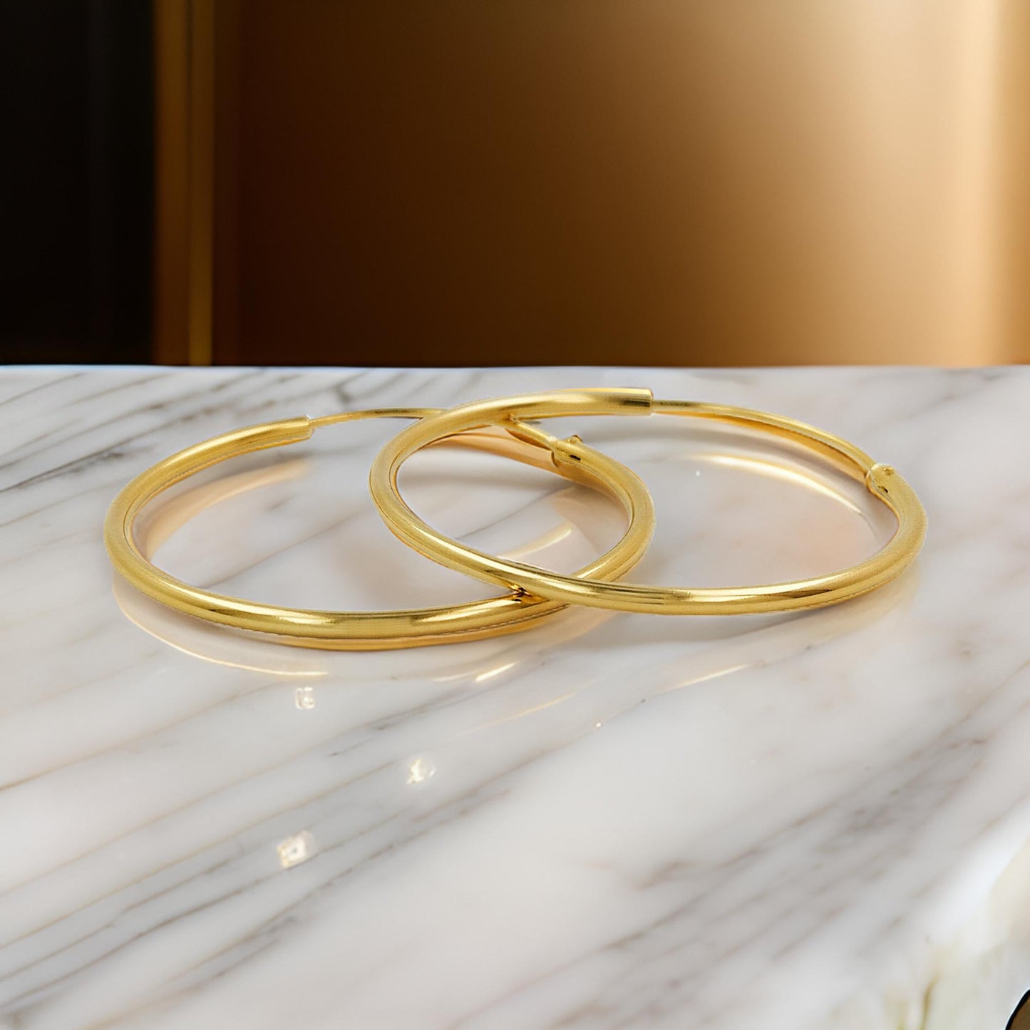 32MM Beautiful pair of Hoop Earrings in 14K Gold Plated Over Silver |Perfect for Daily/Party wear |Ideal for gift to loved Ones on occasions