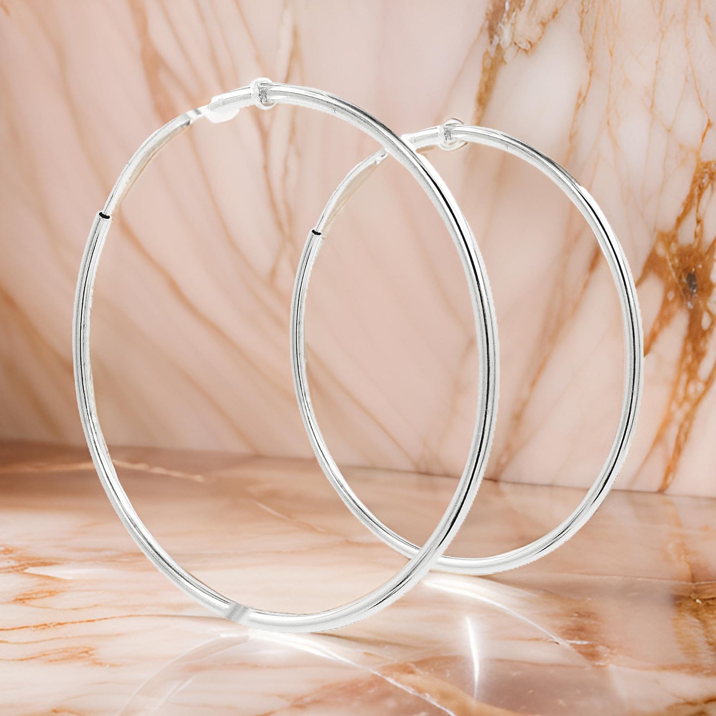 50MM Elegant & Beautiful Pair of Hoop Earrings in 14K Gold Plated Over Silver | Perfect for Daily/Party Wear | Ideal Gift for Loved Ones
