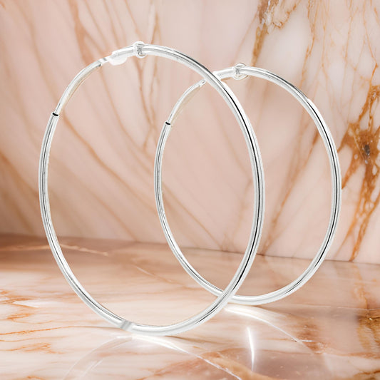 50MM Elegant & Beautiful Pair of Hoop Earrings in 14K Gold Plated Over Silver | Perfect for Daily/Party Wear | Ideal Gift for Loved Ones