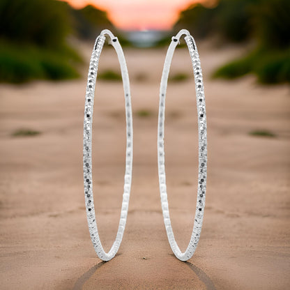 60MM Elegant and Beautiful Pair of Pattern Hoop Earrings in 14K Gold Plated Over Silver |Perfect Daily/Party Wear |Ideal Gift for Loved Ones