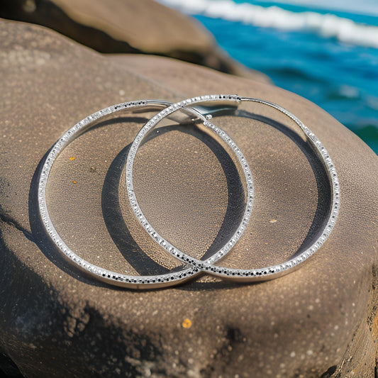 60MM Elegant and Beautiful Pair of Pattern Hoop Earrings in 14K Gold Plated Over Silver |Perfect Daily/Party Wear |Ideal Gift for Loved Ones