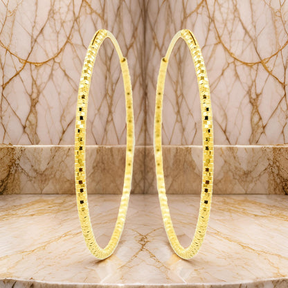 45MM Elegant & Beautiful Pair of Pattern Hoop Earrings in 14K Gold Plated Over Silver |Best for Daily/Party Wear |Ideal Gift for Loved Ones