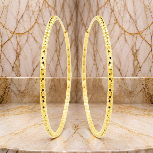 45MM Elegant & Beautiful Pair of Pattern Hoop Earrings in 14K Gold Plated Over Silver |Best for Daily/Party Wear |Ideal Gift for Loved Ones