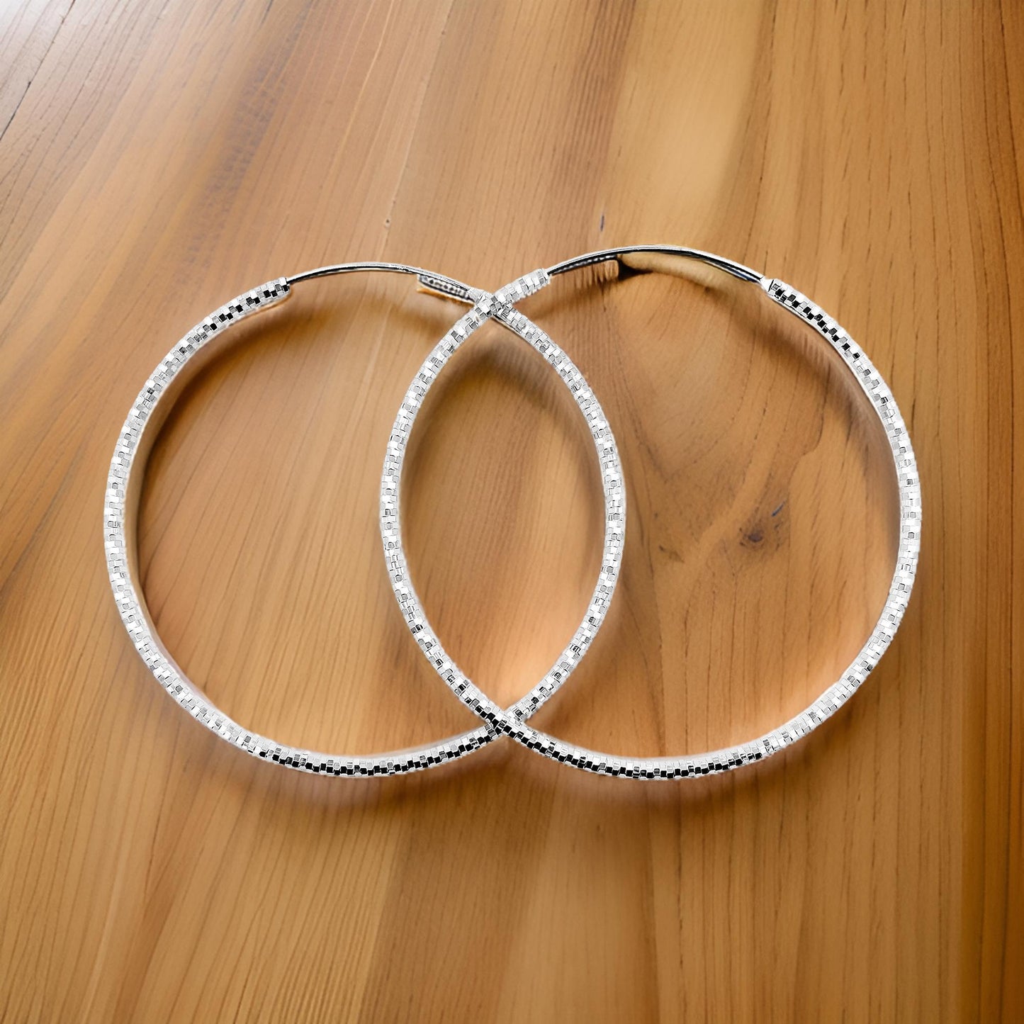50MM Elegant & Beautiful Pair of Pattern Hoop Earrings in 14K Gold Plated Over Silver |Best for Daily/Party Wear |Ideal Gift for Loved Ones