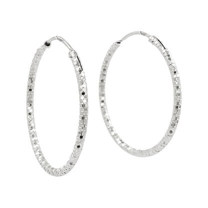 32MM Elegant & Beautiful Pair of Etched Pattern Hoop Earrings in 14K Gold Plated Over Silver |Best for Daily/Party Wear |Gift for Loved Ones
