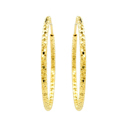 32MM Elegant & Beautiful Pair of Etched Pattern Hoop Earrings in 14K Gold Plated Over Silver |Best for Daily/Party Wear |Gift for Loved Ones