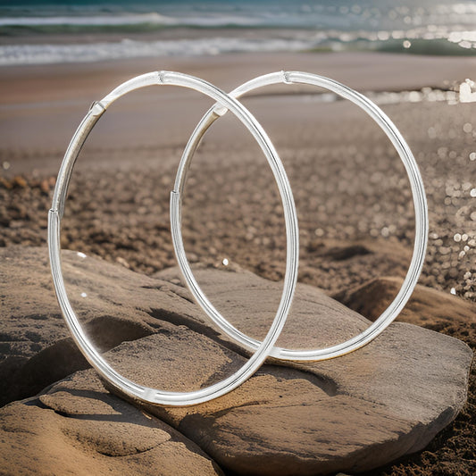 45MM Elegant and Beautiful Pair of Tube Hoop Earrings in 14K Gold Plated Over Silver | Best for Daily/Party Wear | Ideal Gift for Loved Ones