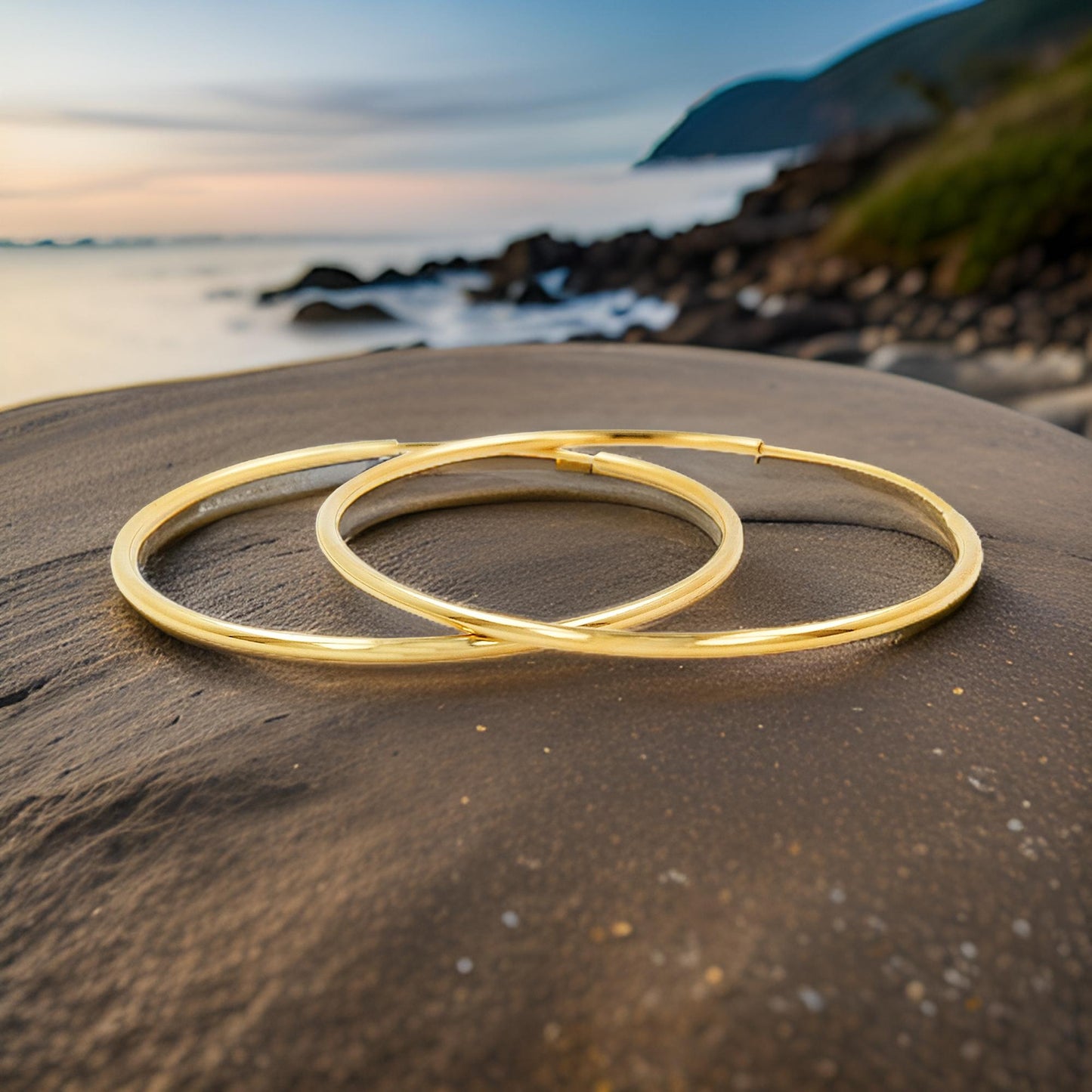 45MM Elegant and Beautiful Pair of Tube Hoop Earrings in 14K Gold Plated Over Silver | Best for Daily/Party Wear | Ideal Gift for Loved Ones